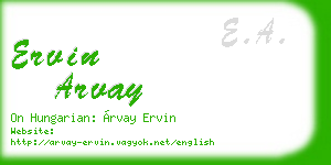 ervin arvay business card